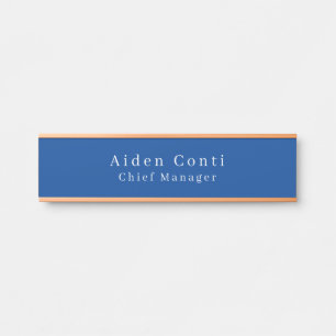 Modern Simple Plain Deep Blue Minimalist Door Sign