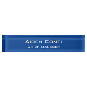 Modern Simple Plain Deep Blue Minimalist Nameplate