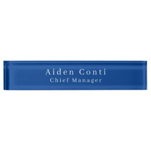 Modern Simple Plain Deep Blue Minimalist Nameplate