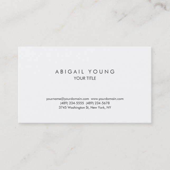 Modern Simple Plain Minimalist Professional Business Card (Front)