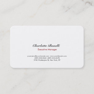 Modern Simple Plain Minimalist White Professional Business Card