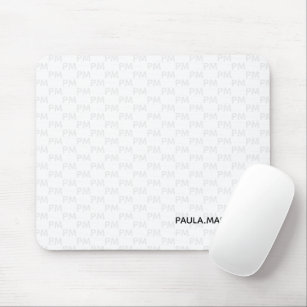 Modern Simple Plain White Grey Monogram Pattern Mouse Pad