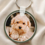 Modern Simple Playful Elegant Chic Paw Pet Photo Key Ring<br><div class="desc">This simple and classic design is composed of sans serif typography and add a custom photo of your pet.</div>