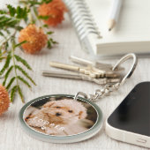 Modern Simple Playful Elegant Chic Paw Pet Photo Key Ring (Front Right)