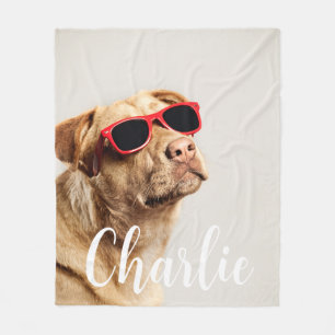 Modern Simple Playful Elegant Chic Pet Photo  Fleece Blanket
