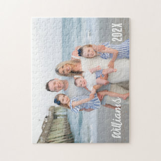 Modern Simple Playful Script Family Photo Jigsaw P Puzzle