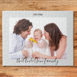 Modern Simple Playful Script Family Photo Jigsaw Puzzle<br><div class="desc">This modern jigsaw puzzle is ready to customise with your family photo. It is decorated with simple playful script typography. Easily customisable with your family name and year.
Makes a special gift for family or friends at any time.</div>