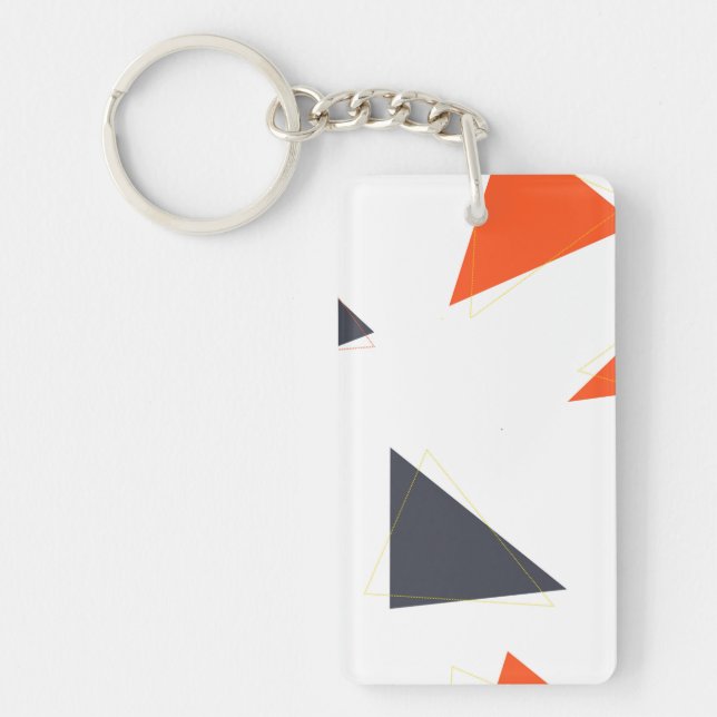 Modern, simple, playful triangle geometric pattern key ring (Front)