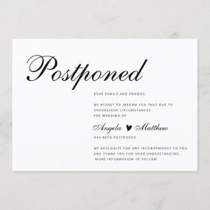 Modern & Simple Postpone Wedding Announcement card