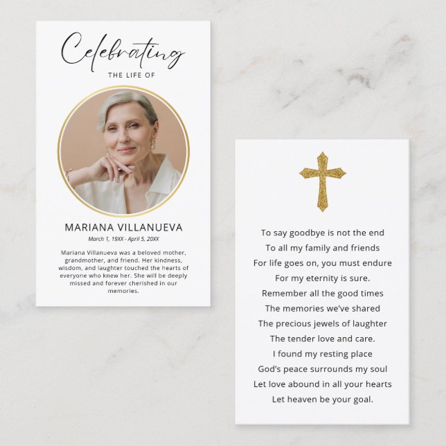 Modern Simple Prayer Photo Sympathy Cards (Front/Back)