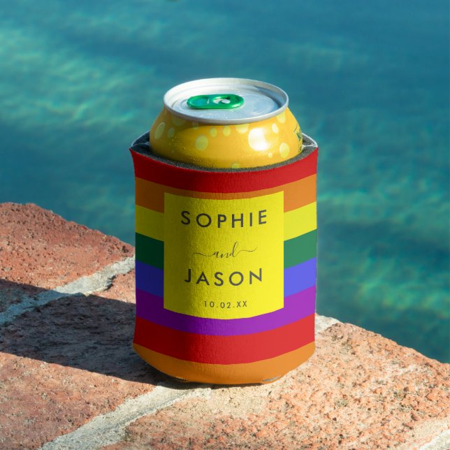 Modern Simple Pride LGBTQ Wedding Script Can Cooler (In Situ Pool)