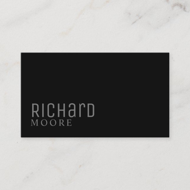 Modern Simple Profession Black Grey Minimalist Business Card (Front)