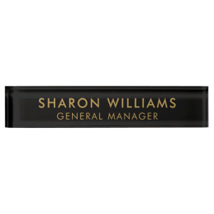 Modern Simple Professional Black Gold Office Title Nameplate