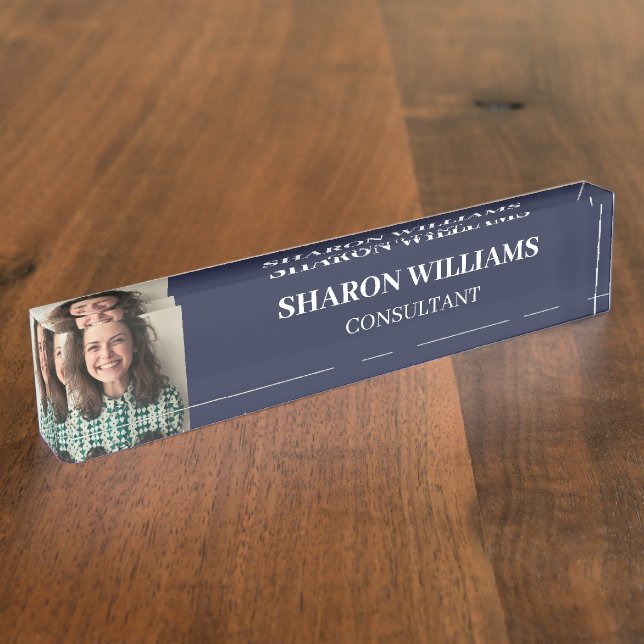 Modern Simple Professional Custom Photo Executive Nameplate (Side)