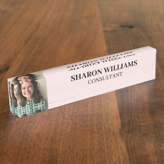 Modern Simple Professional Custom Photo Executive Nameplate (Side)