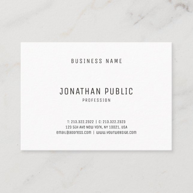 Modern Simple Professional Design Elegant White Business Card (Front)
