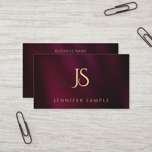 Modern Simple Professional Elegant Gold Monogram Business Card (Front/Back In Situ)
