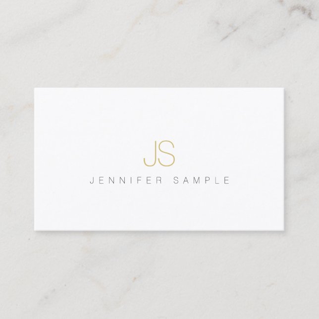Modern Simple Professional Elegant Gold Monogram Business Card (Front)