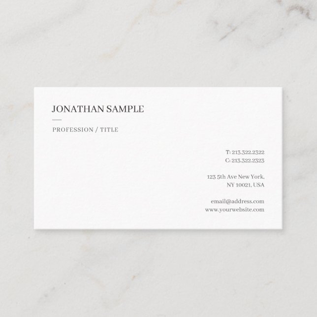 Modern Simple Professional Elegant Minimalistic Business Card (Front)