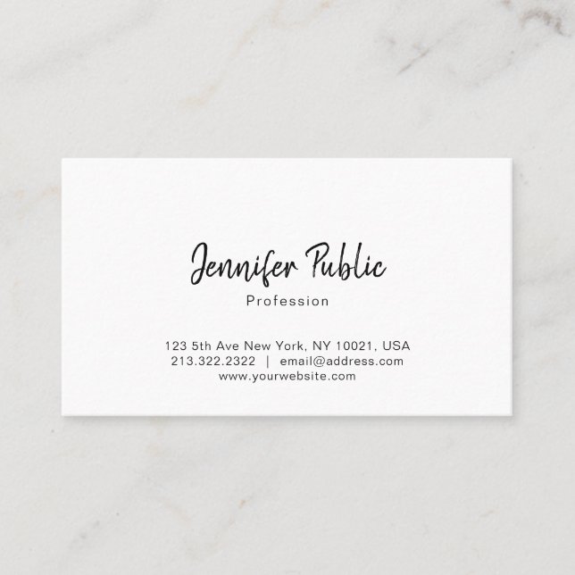 Modern Simple Professional Elegant White Template Business Card (Front)