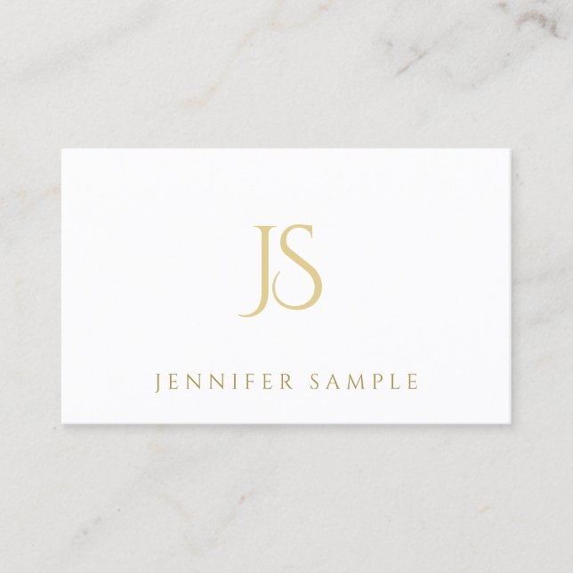 Modern Simple Professional Gold Monogram Elegant Business Card (Front)