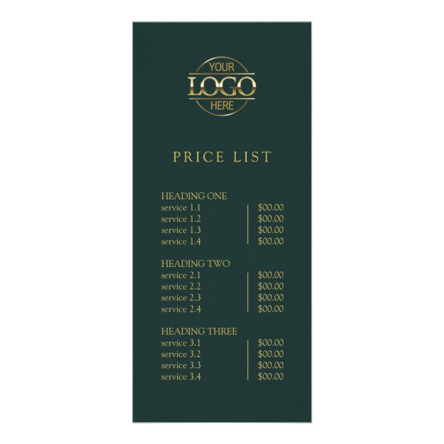 Modern Simple Professional Logo Menu Price List (Front)