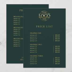 Modern Simple Professional Logo Menu Price List