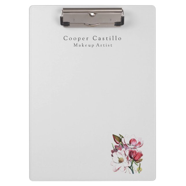 Modern Simple Professional Minimalist Magnolias Clipboard (Front)