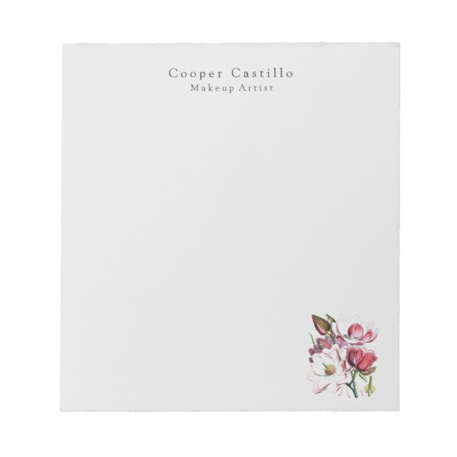 Modern Simple Professional Minimalist Magnolias Notepad (Front)