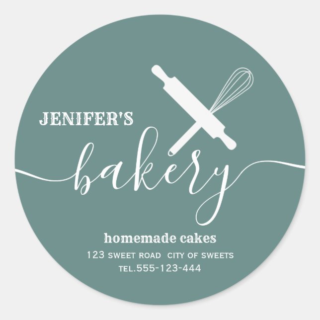 Modern simple Professional rolling pin whisk  Clas Classic Round Sticker (Front)