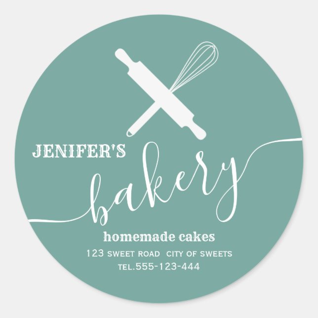 Modern simple Professional rolling pin whisk  Clas Classic Round Sticker (Front)