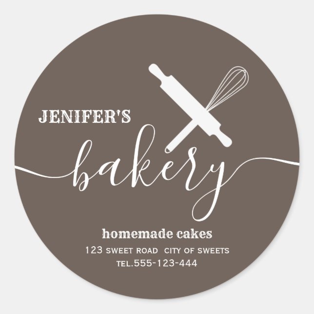 Modern simple Professional rolling pin whisk  Classic Round Sticker (Front)