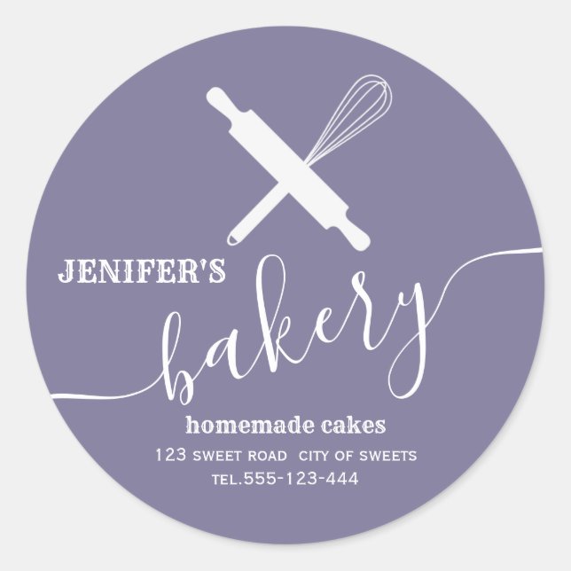 Modern simple Professional rolling pin whisk  Classic Round Sticker (Front)