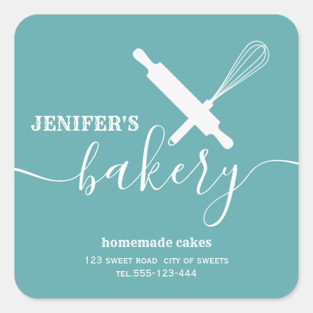 Modern simple Professional rolling pin whisk Square Sticker (Front)
