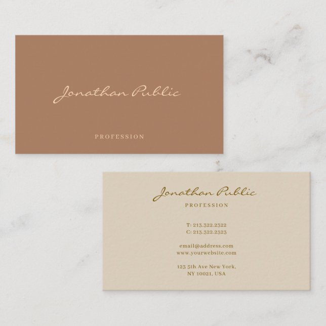 Modern Simple Professional Trendy Script Template Business Card (Front/Back)