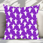 Modern Simple Purple and White Ghosts Halloween Cushion<br><div class="desc">Add a pop of colour to your Halloween décor with the Modern Simple Purple and White Ghosts Halloween Throw Pillow. Featuring a sleek design with whimsical purple ghosts on a crisp white background, this pillow offers a fresh and stylish twist on Halloween decor. Its minimalist aesthetic makes it a versatile...</div>