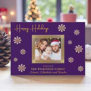 modern simple purple Holiday Photo Card