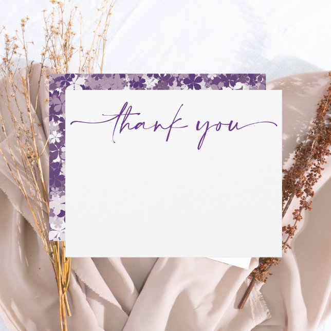 Modern Simple Purple Thank You Script Greeting Card (Creator Uploaded)