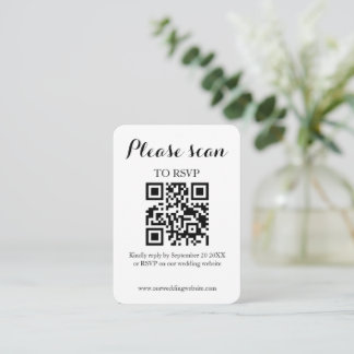 Modern Simple QR Code & RSVP Wedding Enclosure Card