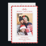 Modern simple Red bow Christmas photo  Holiday Card<br><div class="desc">Make this Christmas extra special with this personalised greeting card featuring cute hand painted watercolor candy cane illustration. This festive design captures the joy and magic of the season, making it the perfect way to send warm wishes to your loved ones. Personalise Your Card by adding a cherished photo of...</div>