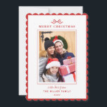 Modern simple Red bow Christmas photo  Holiday Card<br><div class="desc">Make this Christmas extra special with this personalised greeting card featuring cute hand painted watercolor candy cane illustration. This festive design captures the joy and magic of the season, making it the perfect way to send warm wishes to your loved ones. Personalise Your Card by adding a cherished photo of...</div>