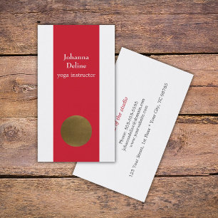 Modern Simple Red Faux Cooper Circle Yoga Studio Business Card