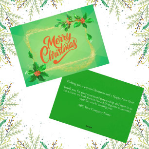 Modern Simple Red Green Merry Christmas to Clients Holiday Card
