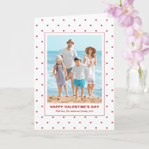 Modern Simple Red Hearts Photo Valentines Day Card
