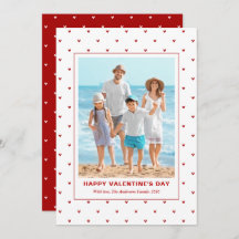 Modern Simple Red Hearts Photo Valentines Day