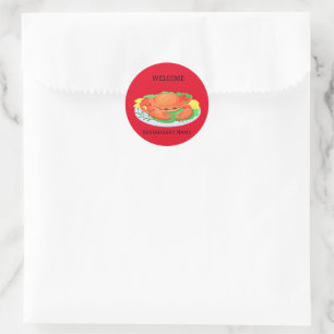 Modern Simple Red kink crab seafood fresh Classic Round Sticker