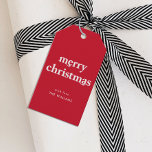 Modern Simple Red Merry Christmas Gift Tags<br><div class="desc">This is a modern and simple holiday gift tag using bold typography with "Merry Christmas" in classic red and white. This is would suit anyone looking for gift wrapping supplies that are simple and minimal in style but still festive. Please contact the designer for any queries regarding this design or...</div>
