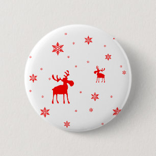 Modern Simple Red Moose Snowflakes 6 Cm Round Badge