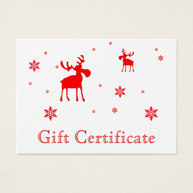 Modern Simple Red Moose Snowflakes Gift Card (Front)