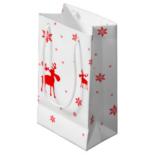Modern Simple Red Moose Snowflakes Small Gift Bag